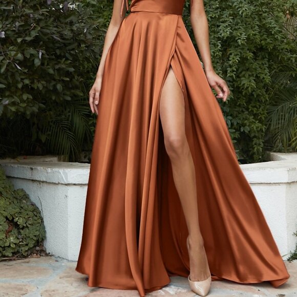Sienna Prom Party Open back Evening Formal Long Maxi Satin A-line Dress cd104 - Picture 2 of 7